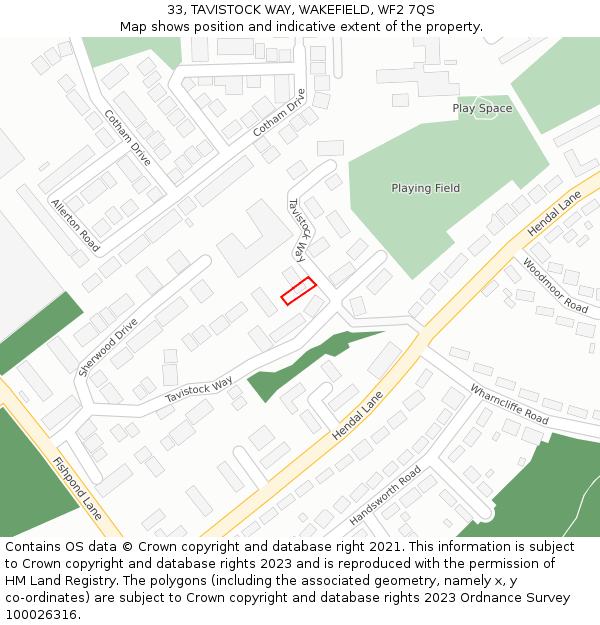 33, TAVISTOCK WAY, WAKEFIELD, WF2 7QS: Location map and indicative extent of plot