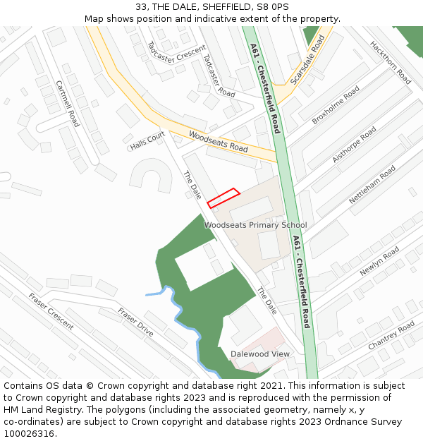 33, THE DALE, SHEFFIELD, S8 0PS: Location map and indicative extent of plot