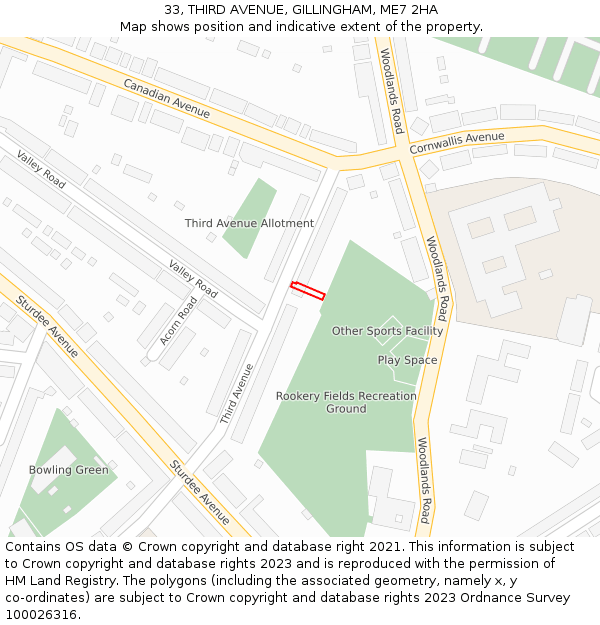 33, THIRD AVENUE, GILLINGHAM, ME7 2HA: Location map and indicative extent of plot