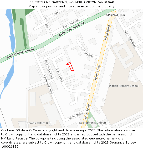 33, TREMAINE GARDENS, WOLVERHAMPTON, WV10 0AP: Location map and indicative extent of plot