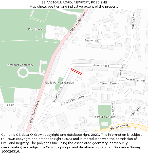 33, VICTORIA ROAD, NEWPORT, PO30 2HB: Location map and indicative extent of plot