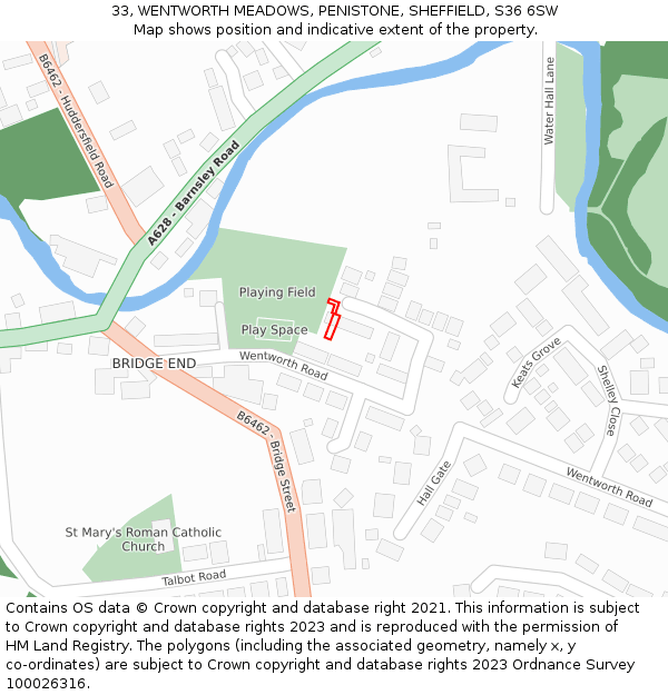 33, WENTWORTH MEADOWS, PENISTONE, SHEFFIELD, S36 6SW: Location map and indicative extent of plot