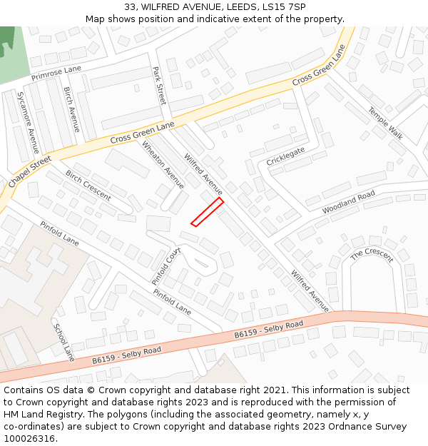 33, WILFRED AVENUE, LEEDS, LS15 7SP: Location map and indicative extent of plot