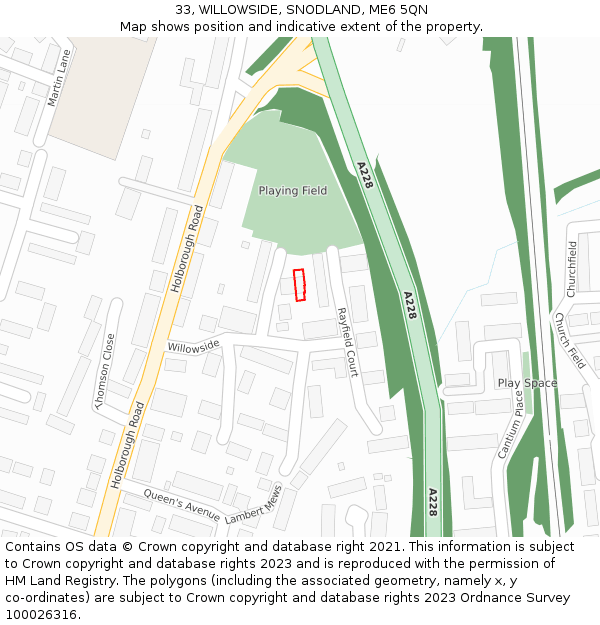 33, WILLOWSIDE, SNODLAND, ME6 5QN: Location map and indicative extent of plot