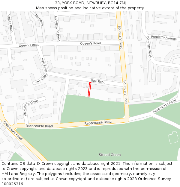 33, YORK ROAD, NEWBURY, RG14 7NJ: Location map and indicative extent of plot