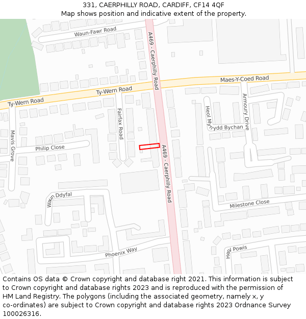 331, CAERPHILLY ROAD, CARDIFF, CF14 4QF: Location map and indicative extent of plot