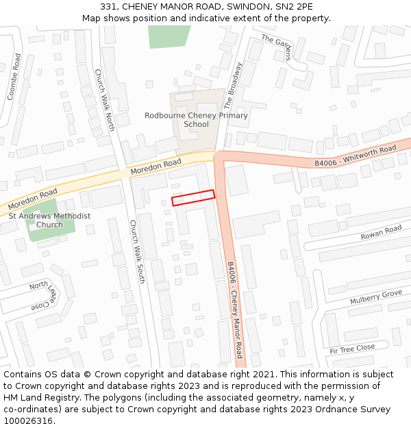 331, CHENEY MANOR ROAD, SWINDON, SN2 2PE: Location map and indicative extent of plot