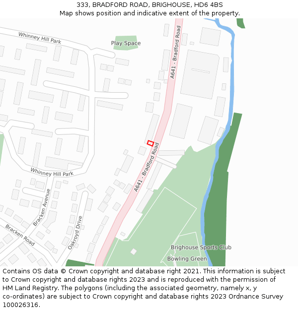 333, BRADFORD ROAD, BRIGHOUSE, HD6 4BS: Location map and indicative extent of plot