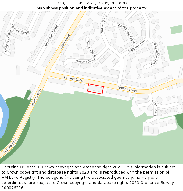 333, HOLLINS LANE, BURY, BL9 8BD: Location map and indicative extent of plot