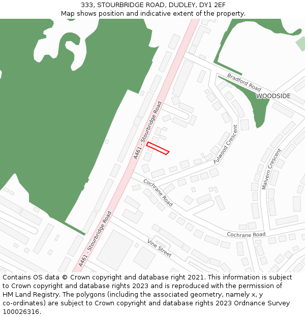 333, STOURBRIDGE ROAD, DUDLEY, DY1 2EF: Location map and indicative extent of plot