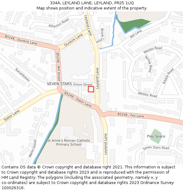 334A, LEYLAND LANE, LEYLAND, PR25 1UQ: Location map and indicative extent of plot