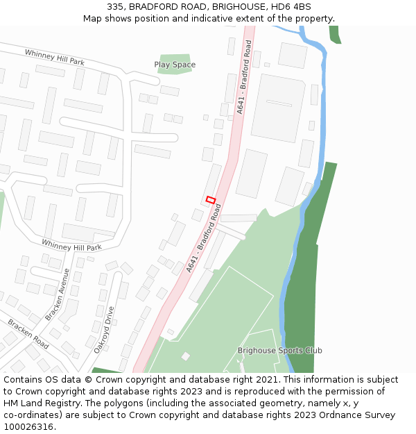 335, BRADFORD ROAD, BRIGHOUSE, HD6 4BS: Location map and indicative extent of plot