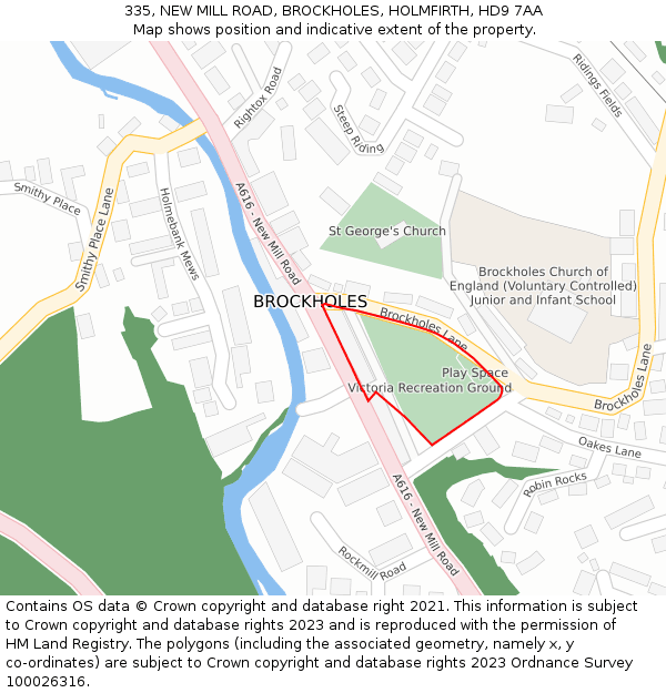 335, NEW MILL ROAD, BROCKHOLES, HOLMFIRTH, HD9 7AA: Location map and indicative extent of plot