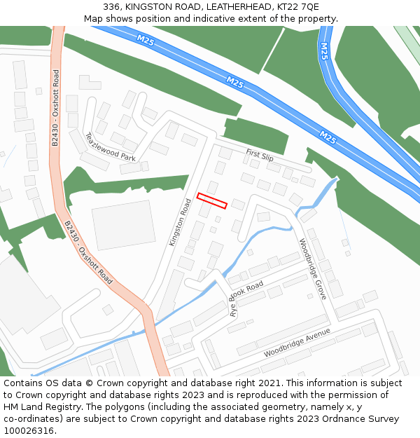 336, KINGSTON ROAD, LEATHERHEAD, KT22 7QE: Location map and indicative extent of plot