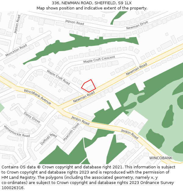 336, NEWMAN ROAD, SHEFFIELD, S9 1LX: Location map and indicative extent of plot