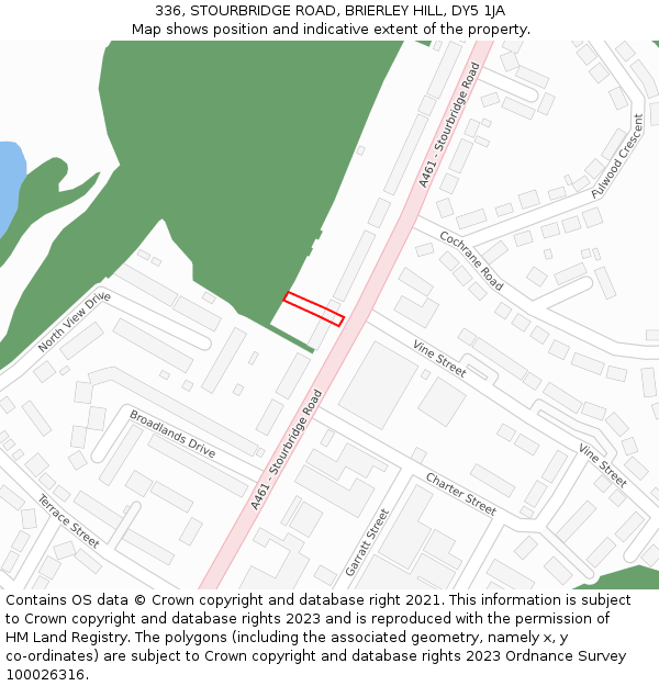 336, STOURBRIDGE ROAD, BRIERLEY HILL, DY5 1JA: Location map and indicative extent of plot