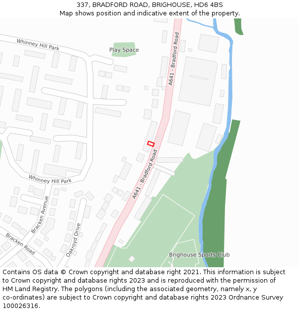 337, BRADFORD ROAD, BRIGHOUSE, HD6 4BS: Location map and indicative extent of plot