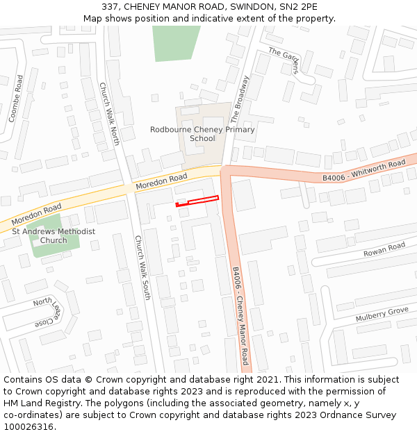337, CHENEY MANOR ROAD, SWINDON, SN2 2PE: Location map and indicative extent of plot