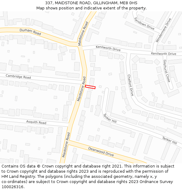 337, MAIDSTONE ROAD, GILLINGHAM, ME8 0HS: Location map and indicative extent of plot