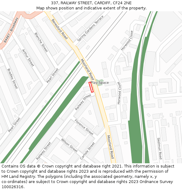 337, RAILWAY STREET, CARDIFF, CF24 2NE: Location map and indicative extent of plot