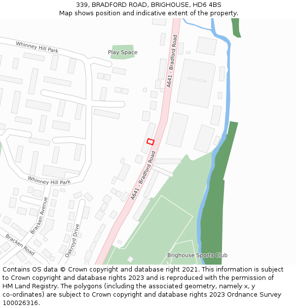 339, BRADFORD ROAD, BRIGHOUSE, HD6 4BS: Location map and indicative extent of plot