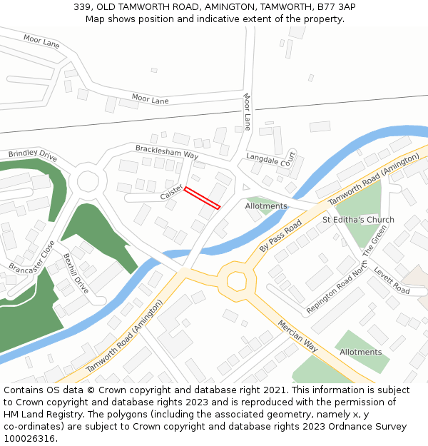 339, OLD TAMWORTH ROAD, AMINGTON, TAMWORTH, B77 3AP: Location map and indicative extent of plot