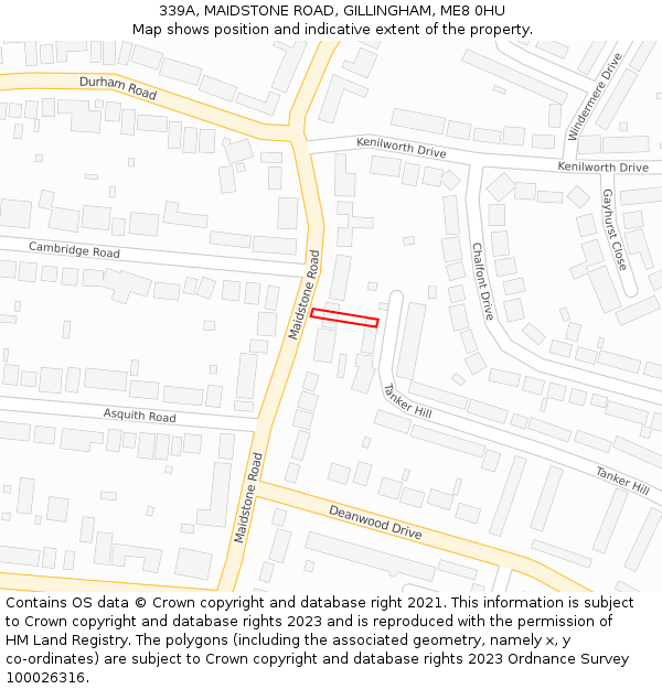 339A, MAIDSTONE ROAD, GILLINGHAM, ME8 0HU: Location map and indicative extent of plot