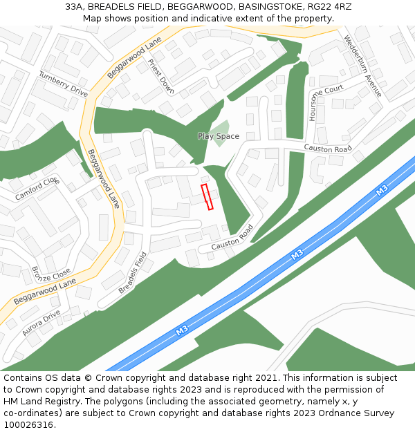 33A, BREADELS FIELD, BEGGARWOOD, BASINGSTOKE, RG22 4RZ: Location map and indicative extent of plot