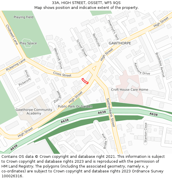 33A, HIGH STREET, OSSETT, WF5 9QS: Location map and indicative extent of plot