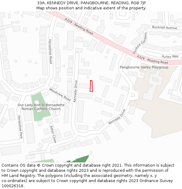 33A, KENNEDY DRIVE, PANGBOURNE, READING, RG8 7JP: Location map and indicative extent of plot
