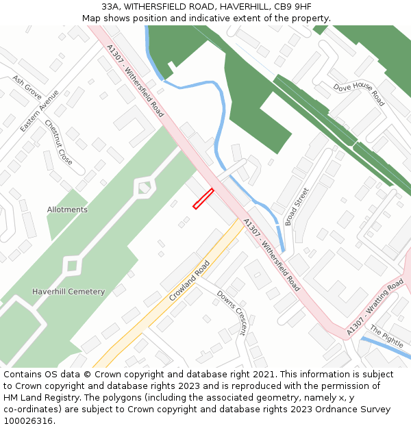 33A, WITHERSFIELD ROAD, HAVERHILL, CB9 9HF: Location map and indicative extent of plot