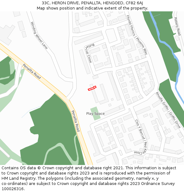 33C, HERON DRIVE, PENALLTA, HENGOED, CF82 6AJ: Location map and indicative extent of plot