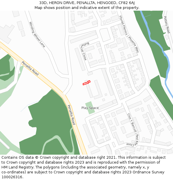 33D, HERON DRIVE, PENALLTA, HENGOED, CF82 6AJ: Location map and indicative extent of plot