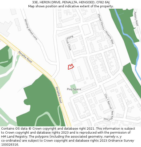 33E, HERON DRIVE, PENALLTA, HENGOED, CF82 6AJ: Location map and indicative extent of plot