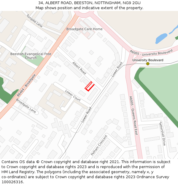 34, ALBERT ROAD, BEESTON, NOTTINGHAM, NG9 2GU: Location map and indicative extent of plot