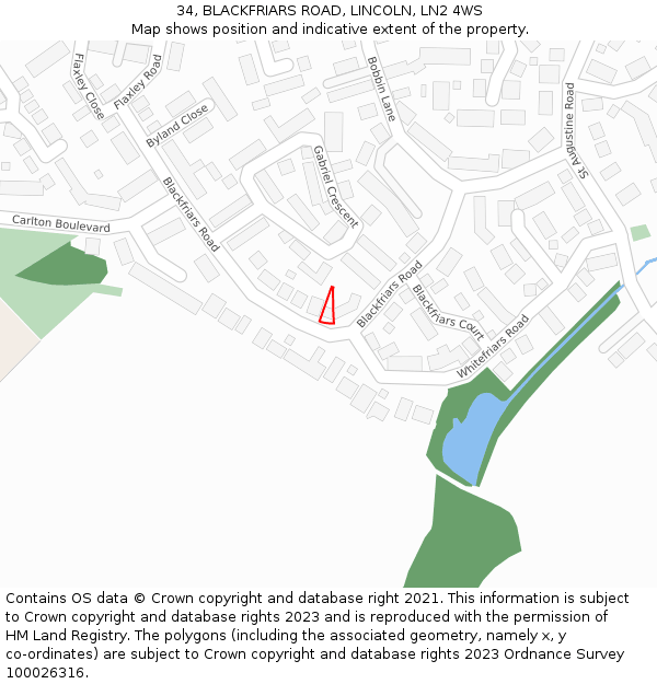 34, BLACKFRIARS ROAD, LINCOLN, LN2 4WS: Location map and indicative extent of plot