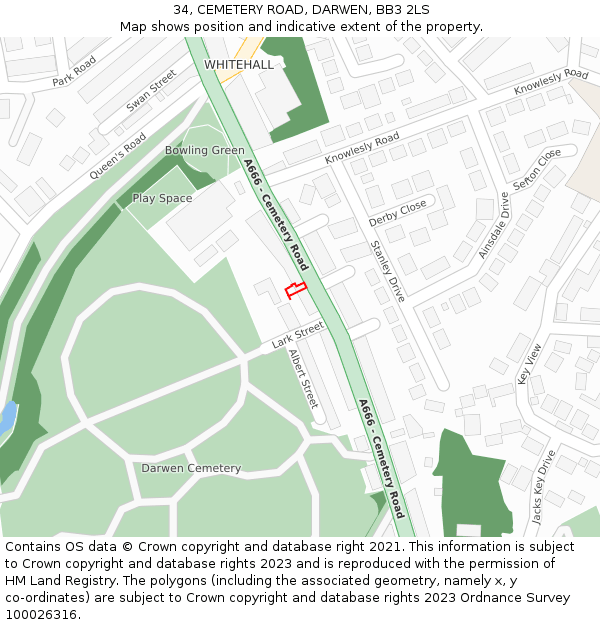 34, CEMETERY ROAD, DARWEN, BB3 2LS: Location map and indicative extent of plot