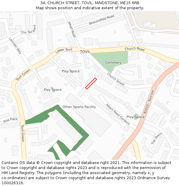 34, CHURCH STREET, TOVIL, MAIDSTONE, ME15 6RB: Location map and indicative extent of plot
