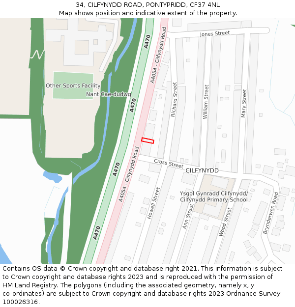 34, CILFYNYDD ROAD, PONTYPRIDD, CF37 4NL: Location map and indicative extent of plot