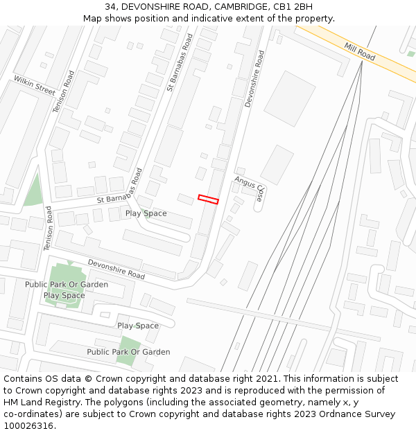 34, DEVONSHIRE ROAD, CAMBRIDGE, CB1 2BH: Location map and indicative extent of plot