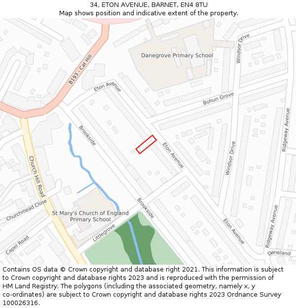 34, ETON AVENUE, BARNET, EN4 8TU: Location map and indicative extent of plot