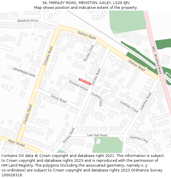 34, FARNLEY ROAD, MENSTON, ILKLEY, LS29 6JN: Location map and indicative extent of plot