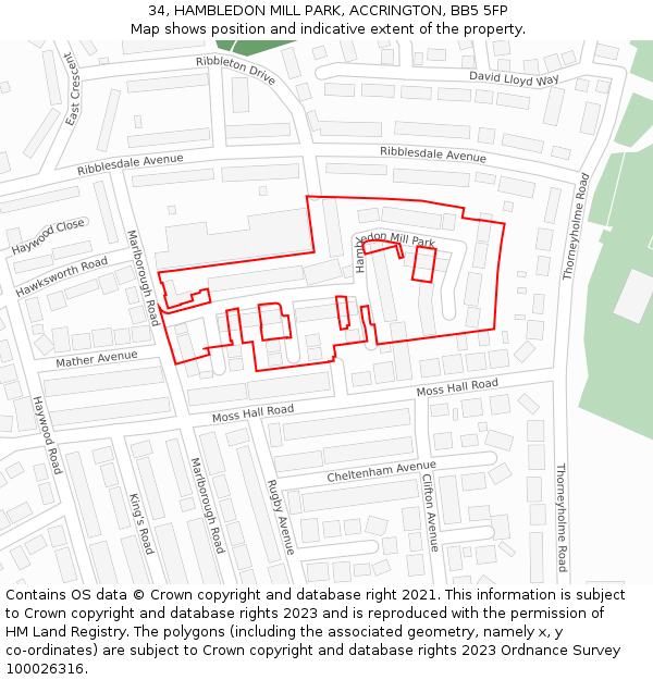 34, HAMBLEDON MILL PARK, ACCRINGTON, BB5 5FP: Location map and indicative extent of plot