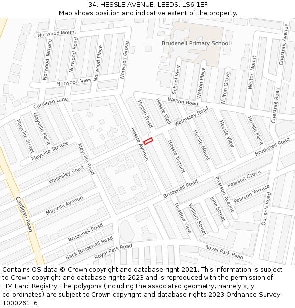 34, HESSLE AVENUE, LEEDS, LS6 1EF: Location map and indicative extent of plot