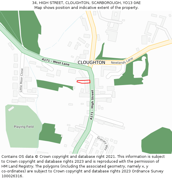 34, HIGH STREET, CLOUGHTON, SCARBOROUGH, YO13 0AE: Location map and indicative extent of plot