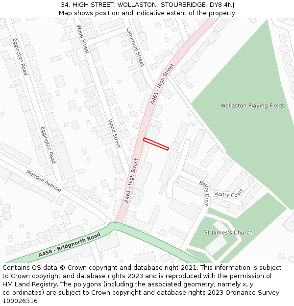 34, HIGH STREET, WOLLASTON, STOURBRIDGE, DY8 4NJ: Location map and indicative extent of plot
