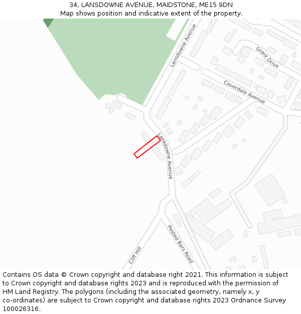 34, LANSDOWNE AVENUE, MAIDSTONE, ME15 9DN: Location map and indicative extent of plot