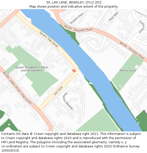 34, LAX LANE, BEWDLEY, DY12 2DZ: Location map and indicative extent of plot