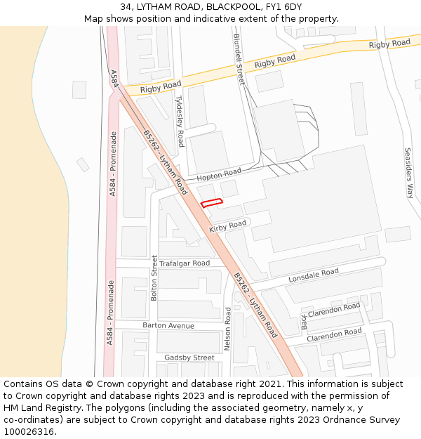 34, LYTHAM ROAD, BLACKPOOL, FY1 6DY: Location map and indicative extent of plot