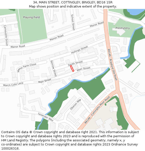 34, MAIN STREET, COTTINGLEY, BINGLEY, BD16 1SR: Location map and indicative extent of plot
